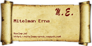 Mitelman Erna névjegykártya